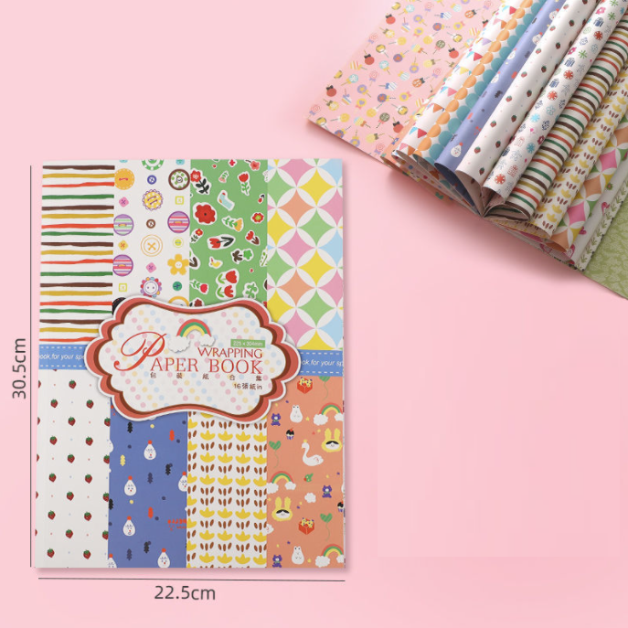 Tập Giấy Gói Qùa Wrapping Book 16 Designs Khác Nhau