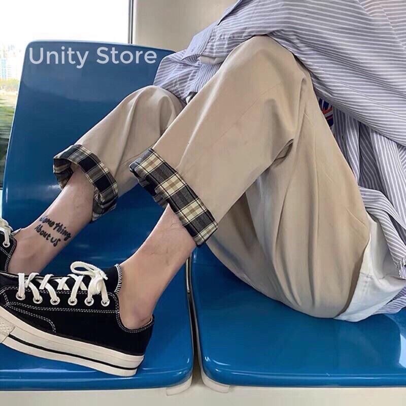 Quần Kaki Baggy Nam Nữ Ống Suông Sắn Gấu CARO Ulzzang