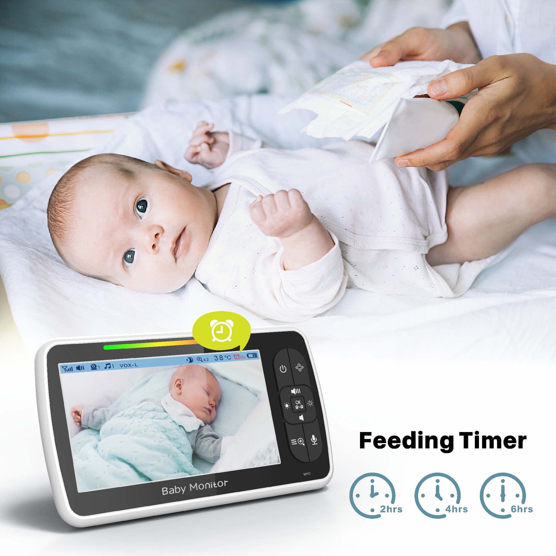 Máy báo khóc Baby Monitor Pro SM650 góc xem 360 với độ phân giải cao âm thanh nét