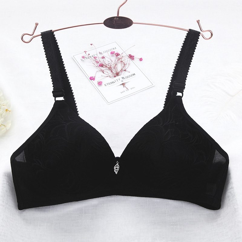 Áo lót trơn không gọng mút đệm vừa cotton thêu vân gân lá