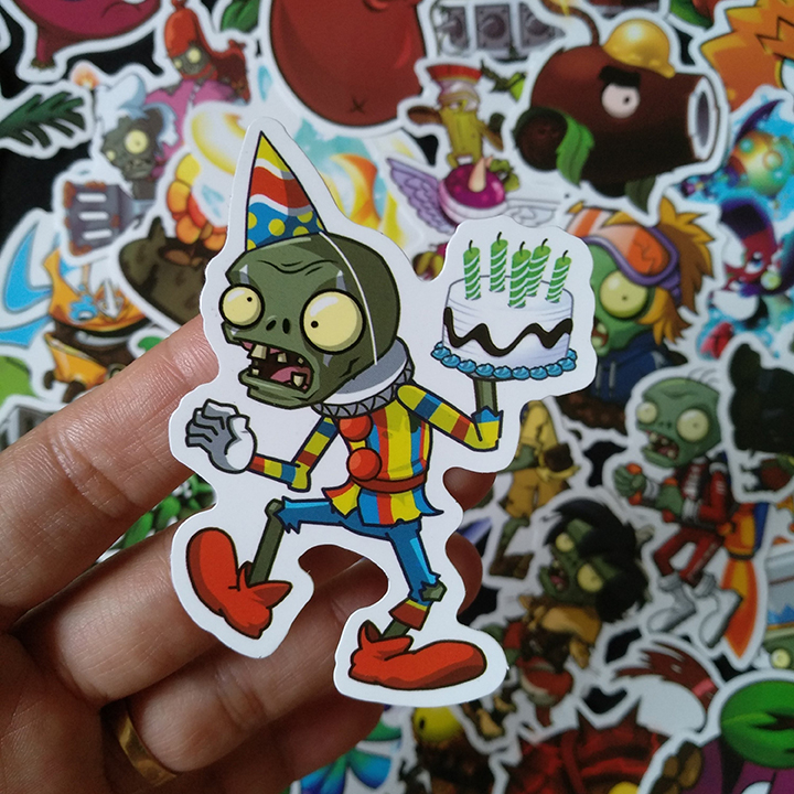 Bộ Sticker dán cao cấp chủ đề PLANTS VS ZOMBIES - Dùng dán Xe, dán mũ bảo hiểm, dán Laptop...