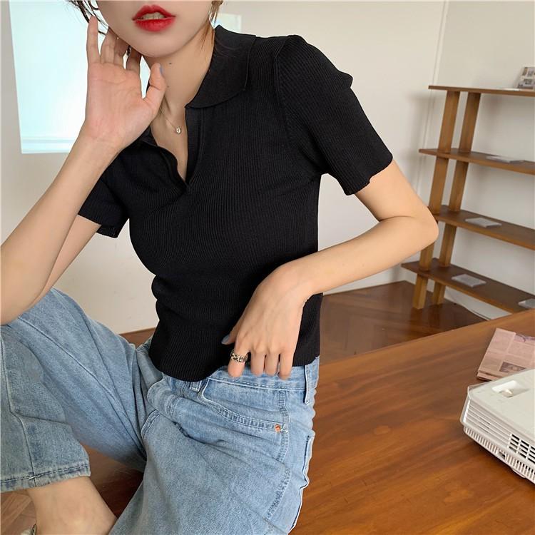 Croptop Nữ BẢN 2021  Áo Polo Croptop Chất Liệu Mềm Mịn Thấm Hút Mồ Hôi Tay Ngắn Có Cổ