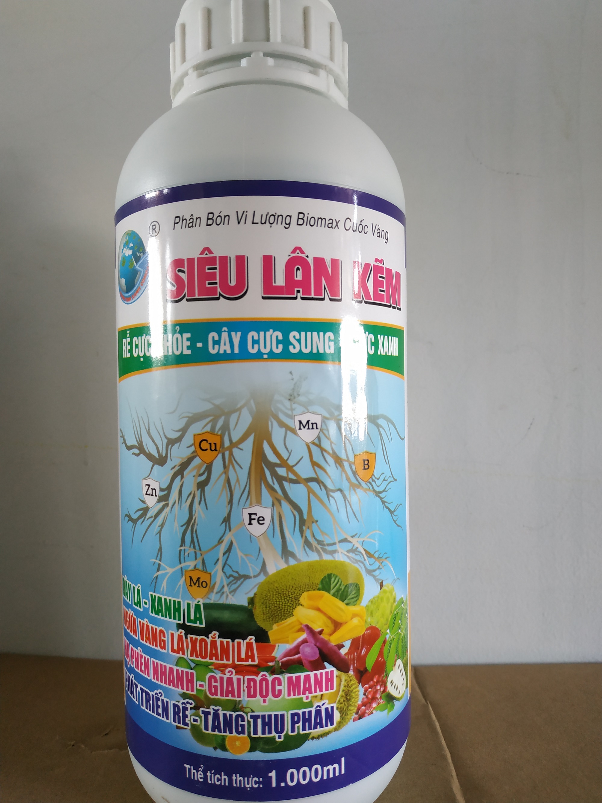 Phân bón vi lượng Siêu Lân Kẽm giúp rễ khỏe, cây sung dày lá xanh - chai 1 lít