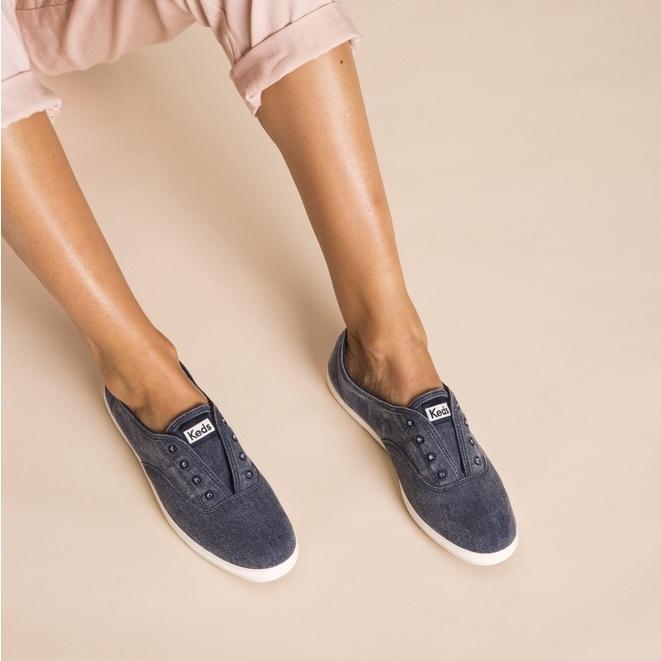 Giày Thể Thao Nữ Cổ Thấp, KEDS Chillax Washed ORG Core Twill Navy KD064817