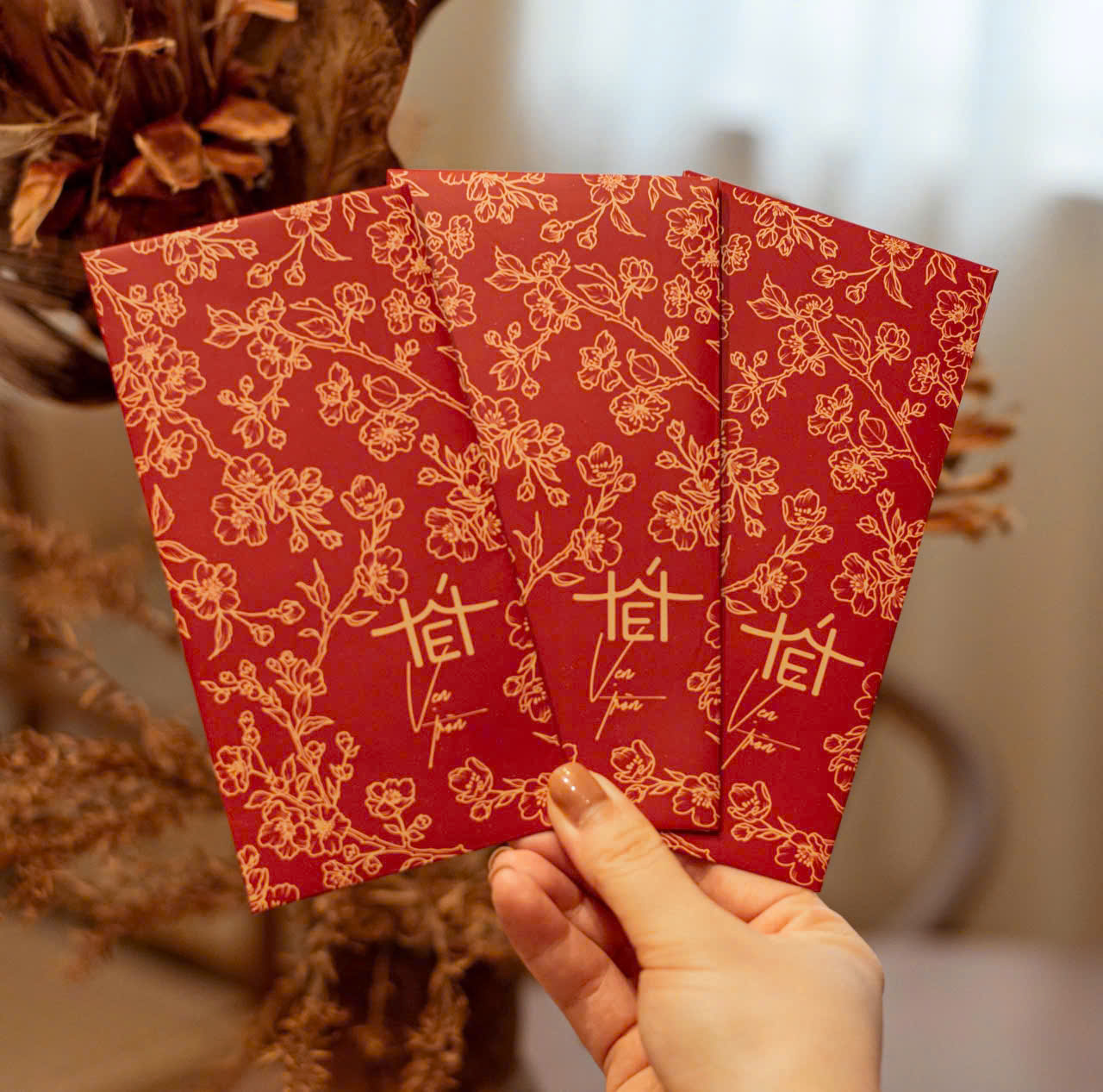 SET 60 Bao Lì Xì Tết 2026 Cao Cấp – Họa Tiết Hoa Vàng Sang Trọng – Bộ Lì Xì Tết Đỏ May Mắn - HÀNG CHÍNH HÃNG MINIIN