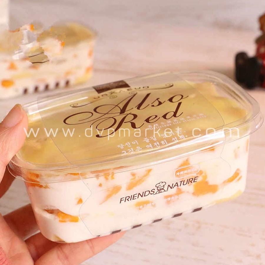 Hộp nhựa oval đựng bánh tiramisu, mousse XY092 (50C kèm nắp)