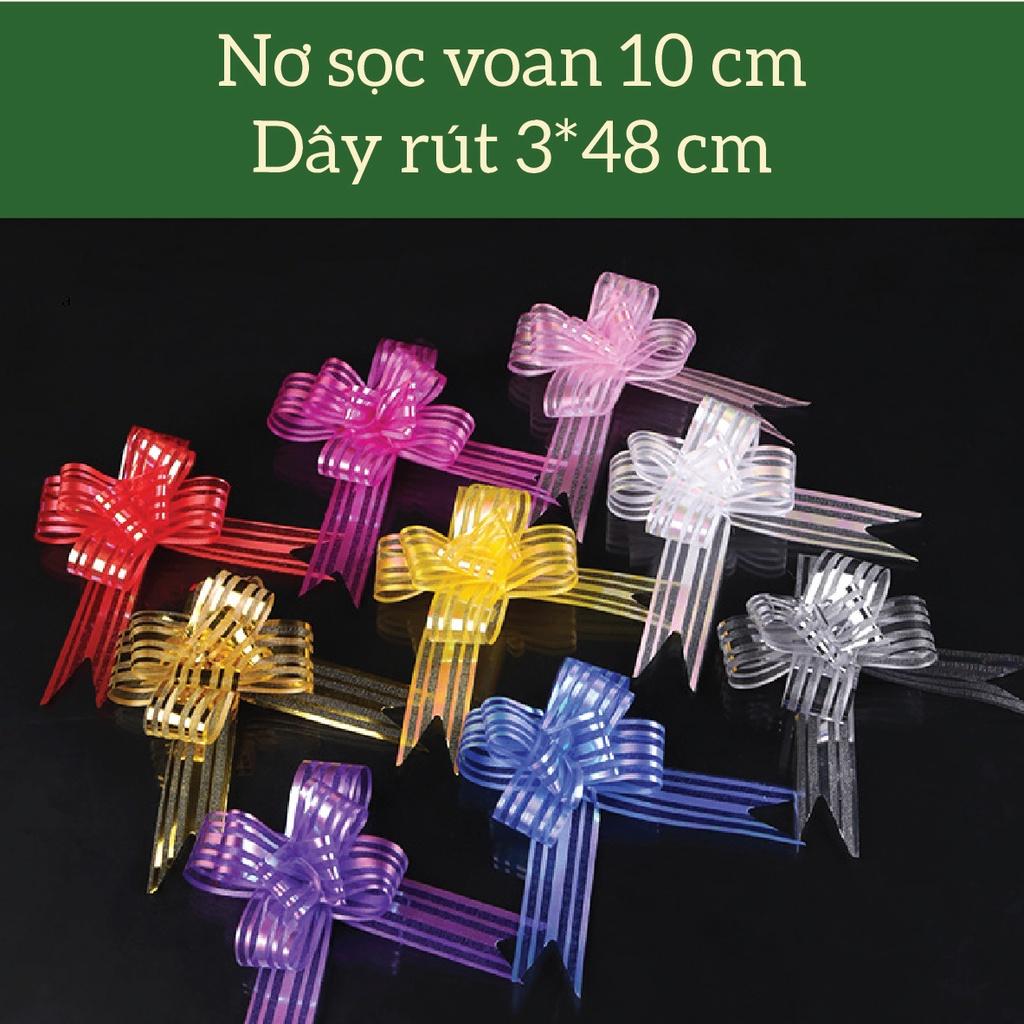 10 Nơ rút 3x48cm voan sọc nhiều màu