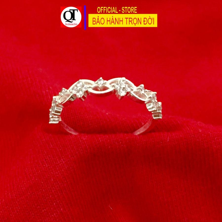 Nhẫn bạc nữ đơn giản bản nhỏ gắn đá cobic trắng cao cấp thích hợp đeo tất cả ngón tay trang sức Bạc Quang Thản – QTNU71