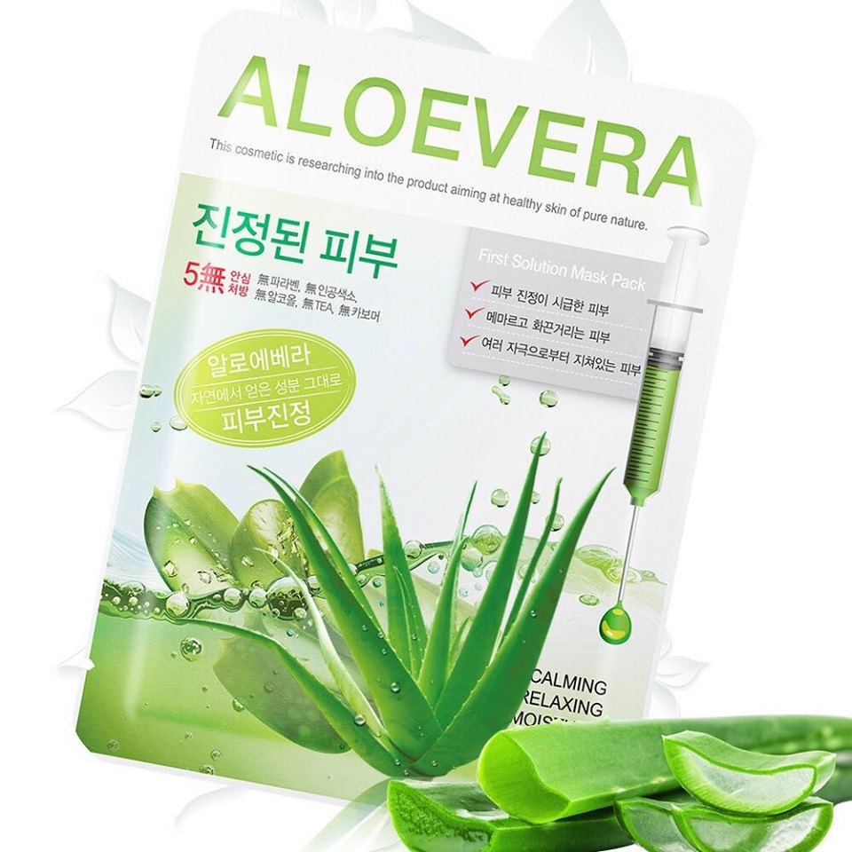 Combo 10 Miếng Đắp Mặt Nạ Nha Đam Dabo Aloe Vera First Solution Mask Pack Hàn Quốc (23g / Gói)