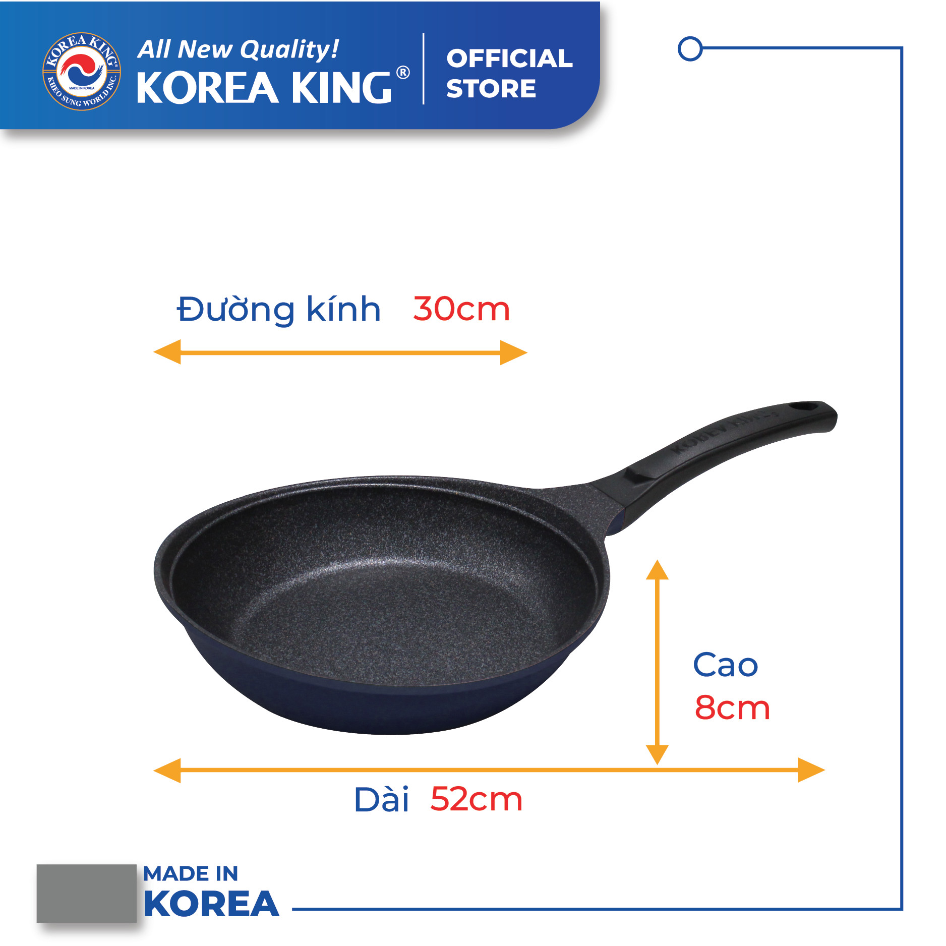 Combo 2 chảo sâu, cạn Colormic Korea King (1 chảo cạn 30cm và 1 chảo sâu 24cm)-Hàng chính hãng