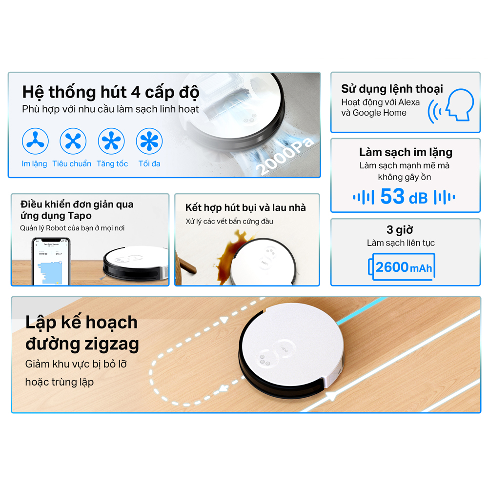 Robot Hút Bụi Và Lau Nhà TP-Link Tapo RV10 - Hàng Chính Hãng