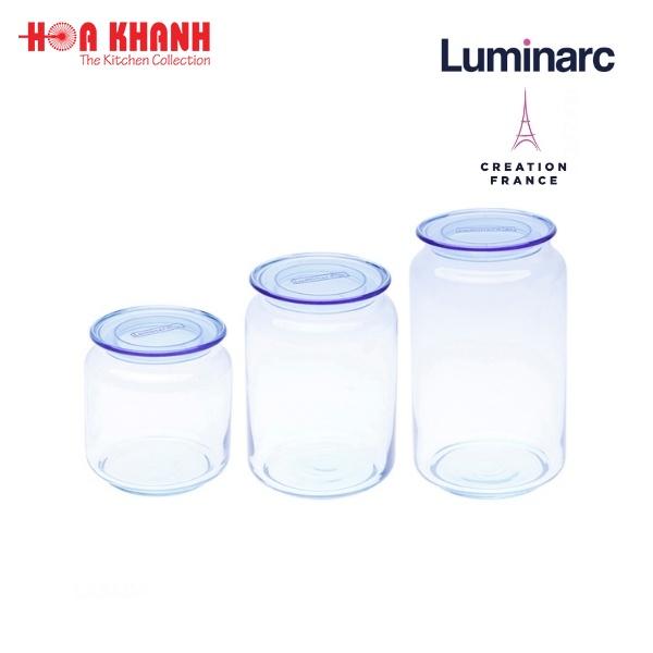 Combo 3 hũ thủy tinh Luminarc Rondo Blue 0,5L - 0,75L - 1L