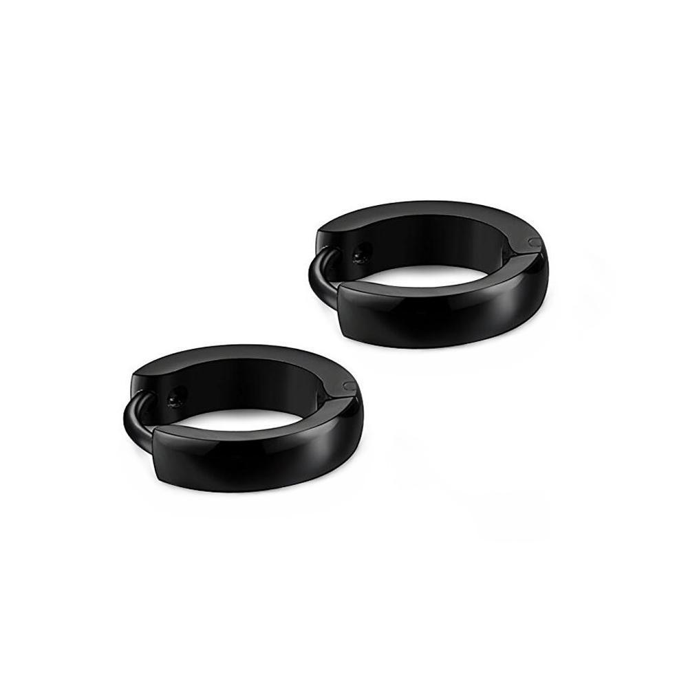 316L Stainless Steel Men Women Hoop Earrings Huggie Ear Clip Piercing Black