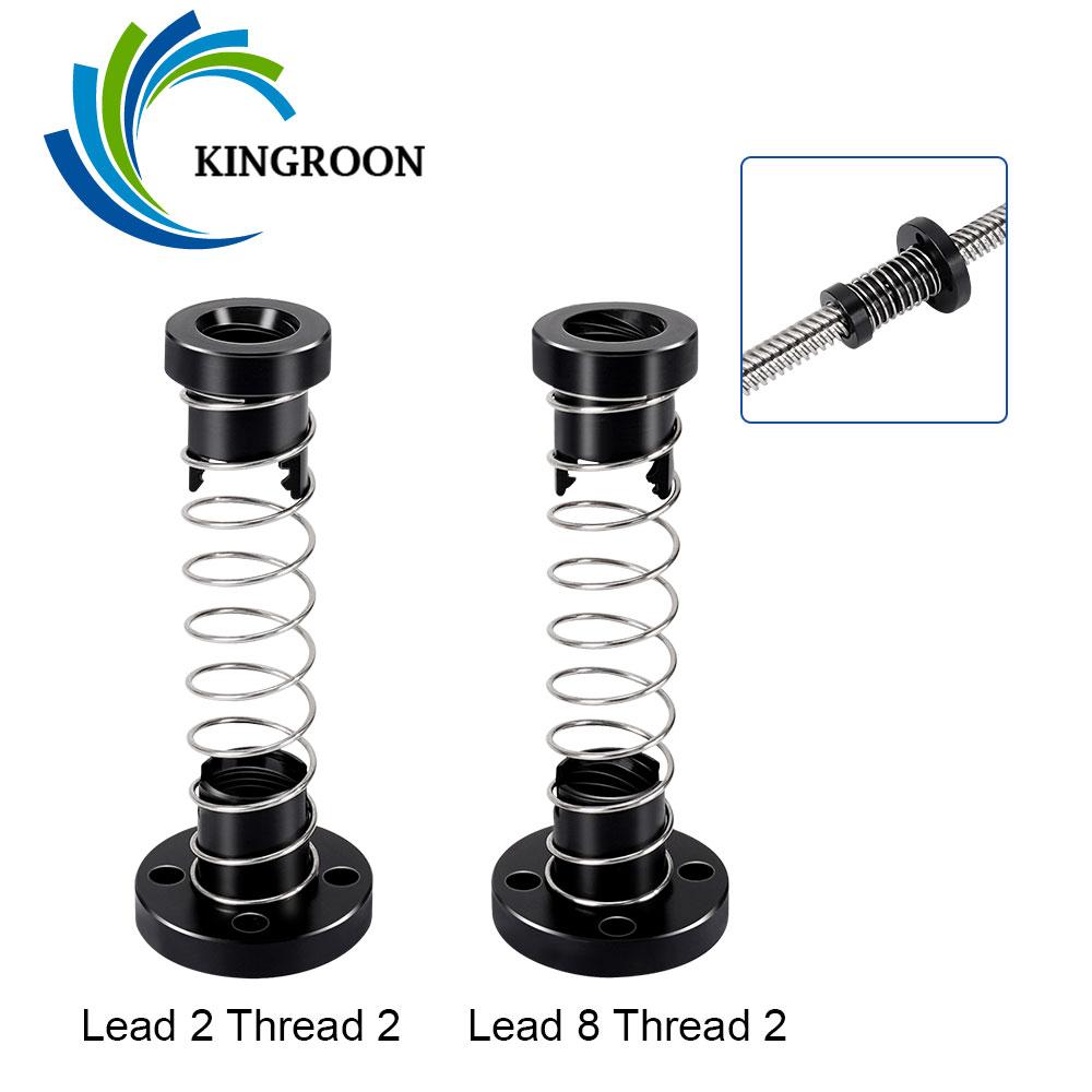 KINGROON 2 Bộ T8 Đai ốc vít chì chống phản ứng dữ dội Đồng thau POM cho Ender 3 CR10 Phần máy in 3D T8 Đai ốc Lò xo chống phản ứng dữ dội Đai ốc lò xo