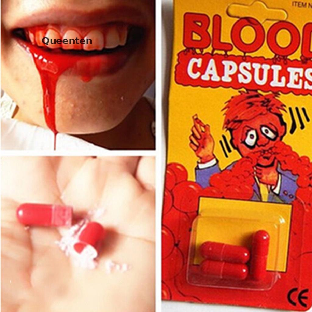 Queenten 3 PCsFunny Blood Pill Trick Toys Whimsy Prop Vomiting Blood Capsule April Fool's Day Joke Toys VN