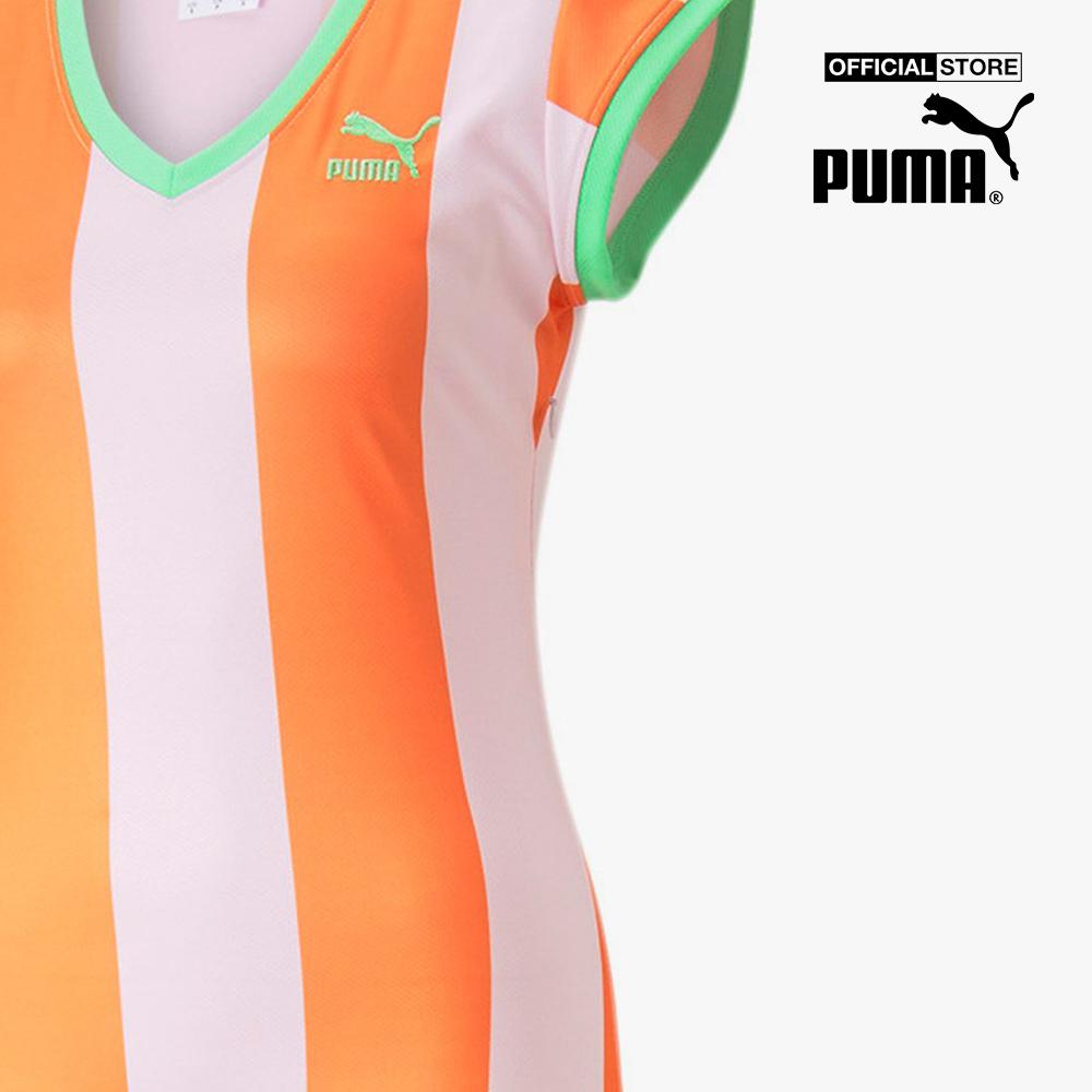 PUMA - Đầm midi ngắn tay cổ V phom ôm thời trang 671258-86