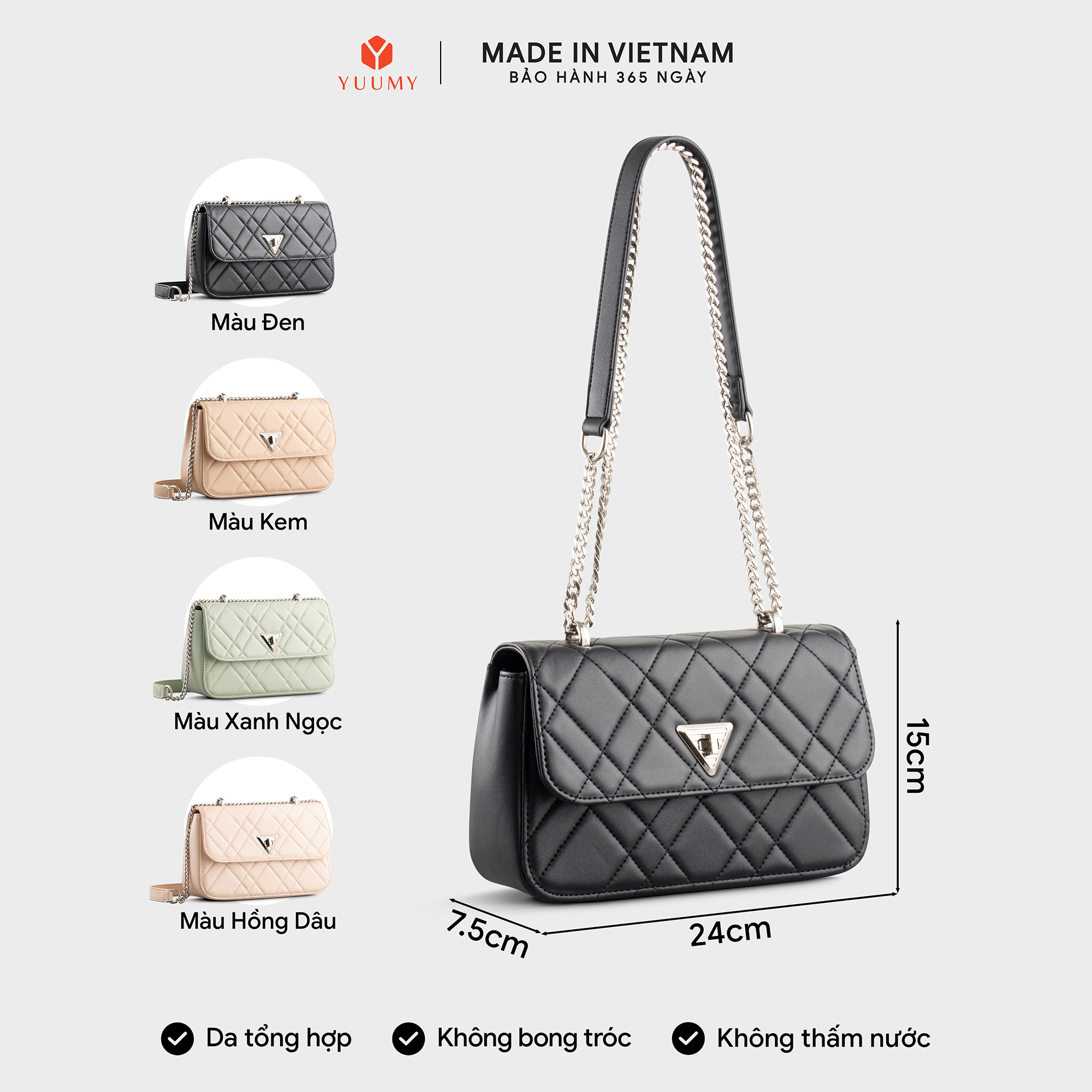 Túi Yuumy ( Thời trang nữ họa tiết chần chỉ size 24 - Túi đeo chéo da Seasand YN279 )