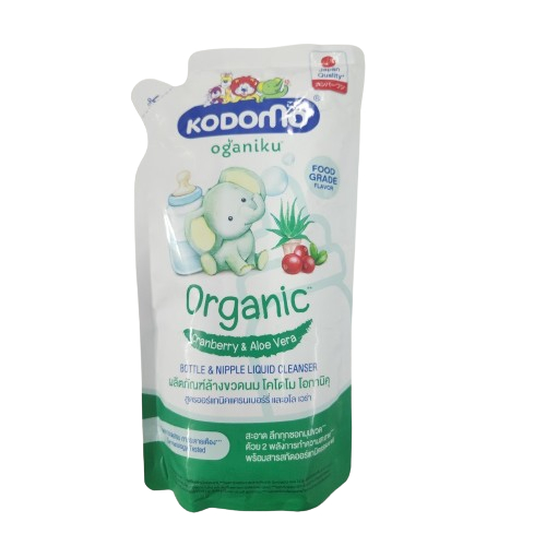 Nước Rửa Bình Sữa Kodomo Organiku Chiết Xuất Lô Hội Và Nam Việt Quất không chứa chất phụ gia - Túi 600ml