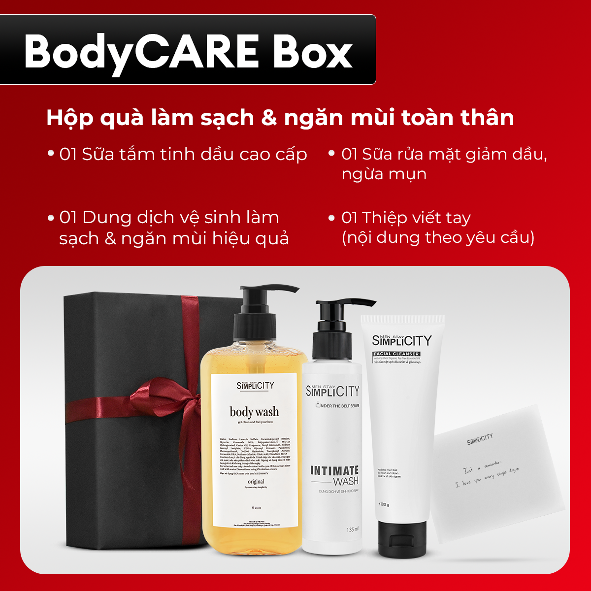 Bộ quà tặng chăm sóc da Men Stay Simplicity Skincare Box &amp; Bodycare Box