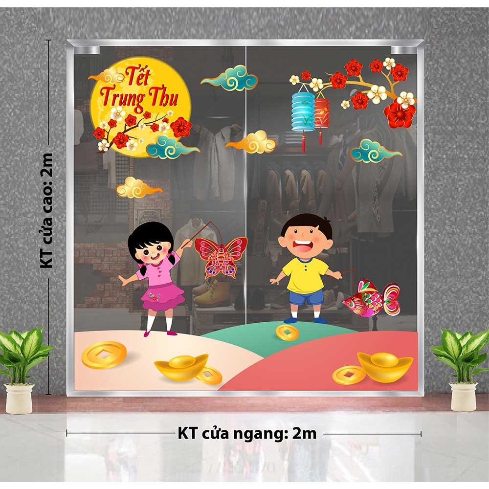 DECAL TRANG TRÍ TẾT TRUNG THU 2021 BÉ XÁCH LỒNG ĐÈN ĐÓN CHỊ HẰNG