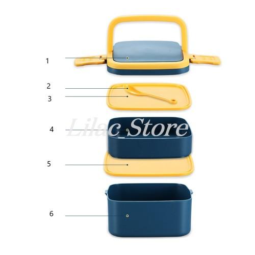 Hộp cơm bento 2 TẦNG lúa mạch, đựng thực phẩm tiện dụng