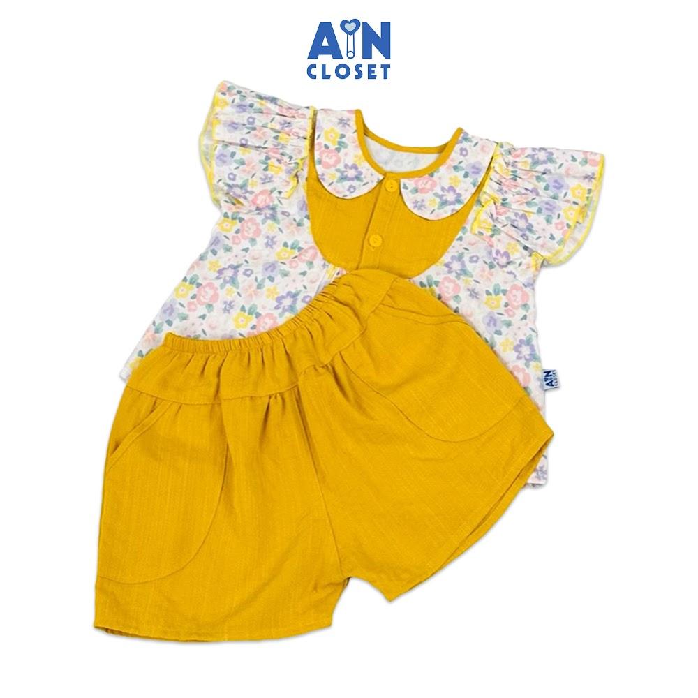 Hình ảnh Bộ quần áo Ngắn bé gái họa tiết Hoa Nhí Sân Vườn quần vàng cotton - AICDBG0ACM0Q - AIN Closet