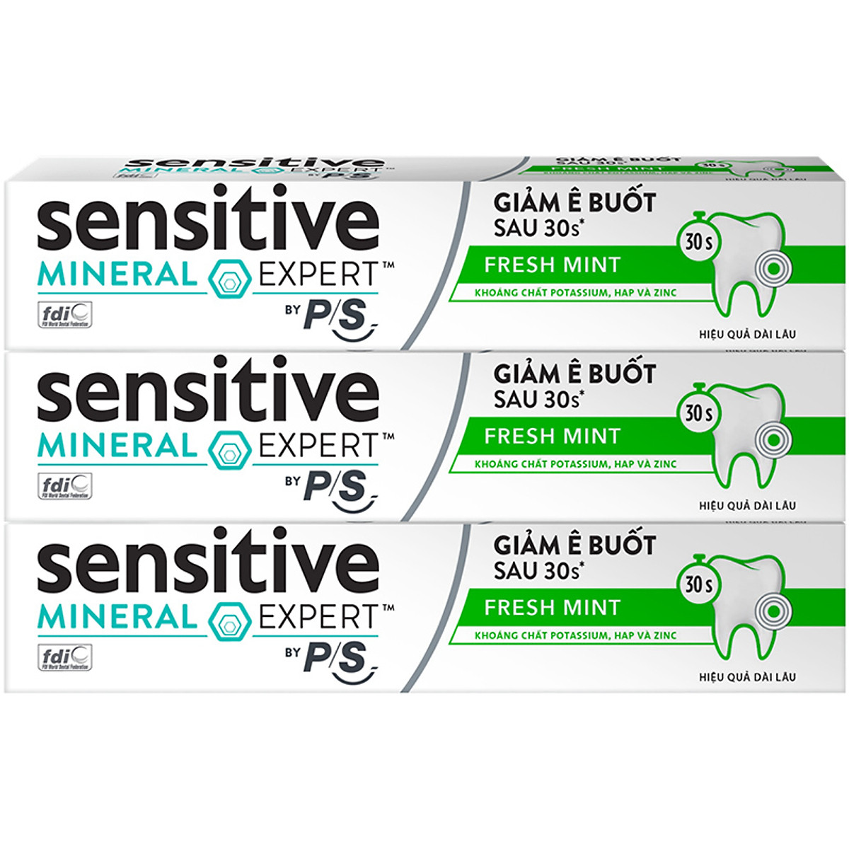 Combo 3 Kem Đánh Răng Sensitive Expert By P/S Fresh Mint Bạc Hà Thơm Mát 100g