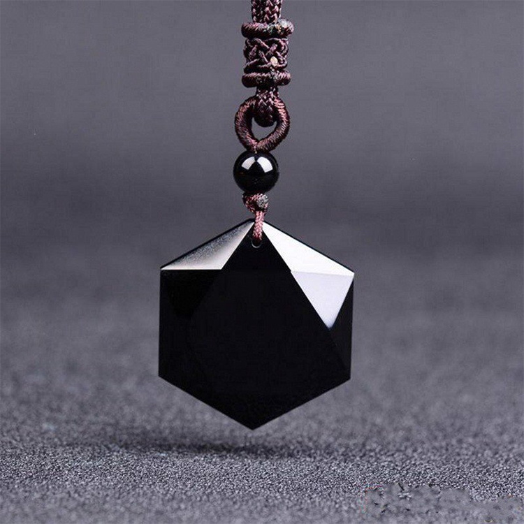 Dây Chuyền Vòng Đeo May Mắn Hình Lục Giác Vòng Đeo Đá Hexagram Obsidian