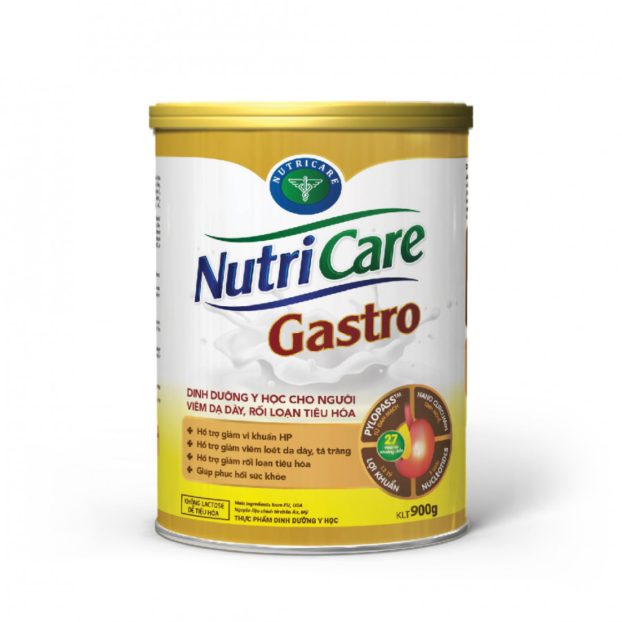 Sữa bột Nutricare Gastro dinh dưỡng y học cho người viêm dạ dày, rối loạn tiêu hoá (900g)