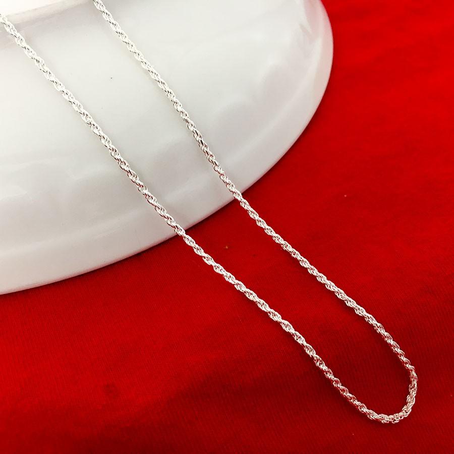 Vòng đeo cổ bạc nữ kiểu dây lụa tròn độ dài 45cm chất liệu bạc thật không xi mạ trang sức Bạc Quang Thản
