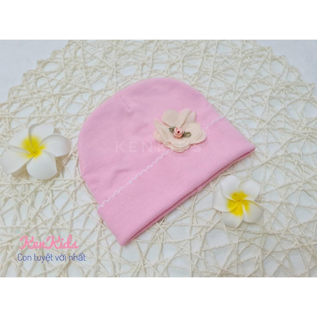 SET 5 Nón mũ tròn bo sơ sinh chất mềm - đính hoa đáng yêu cho bé gái