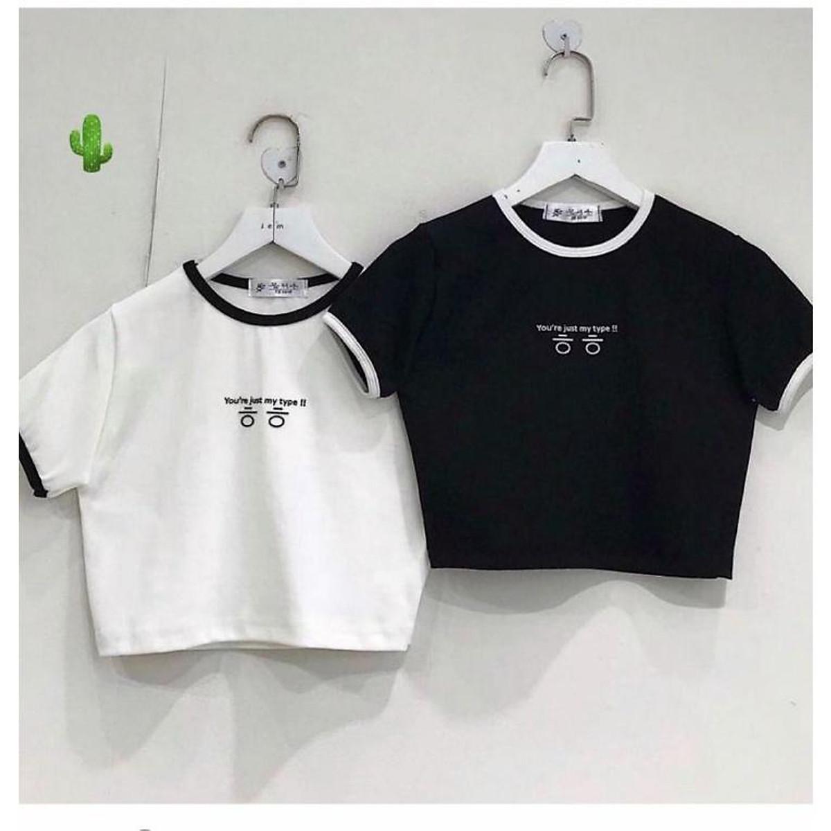 Áo croptop viền thêu chữ hàn alohaboutique