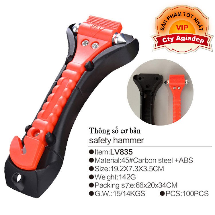 Búa đập kính oto, Búa cứu hộ phá kính thoát hiểm trường hợp nguy cấp - Phụ kiện mọi xe hơi Huyndai, Toyota,mitsubishi,..