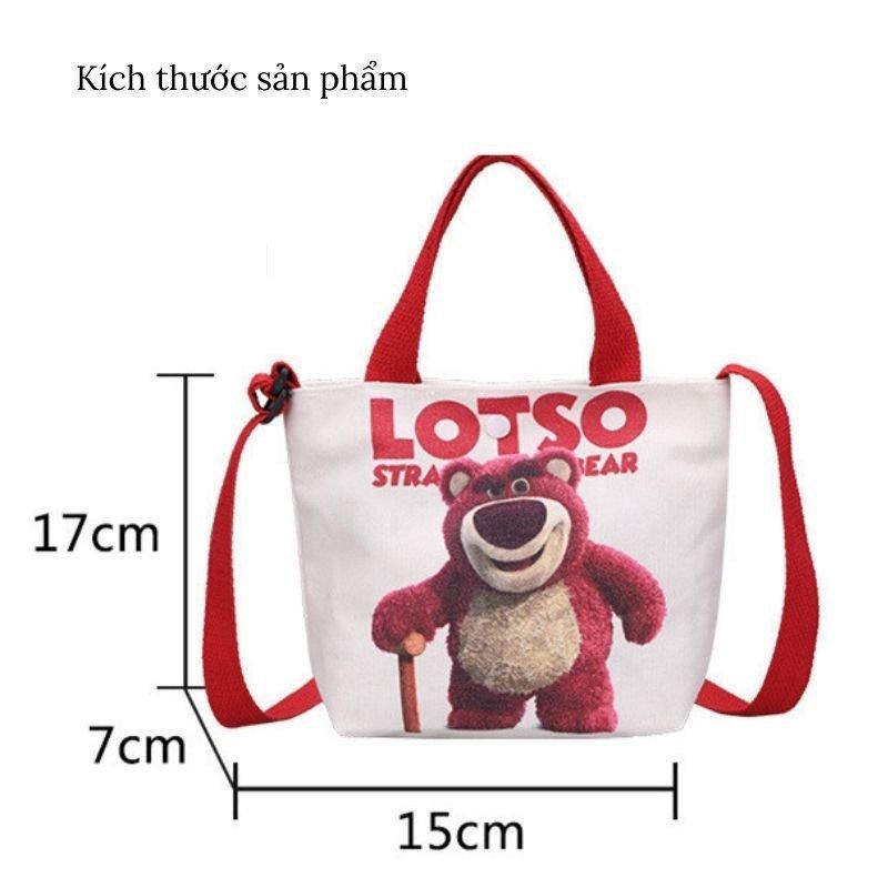 Túi Đeo Vải Hình Gấu Lotso Strawberry Bear