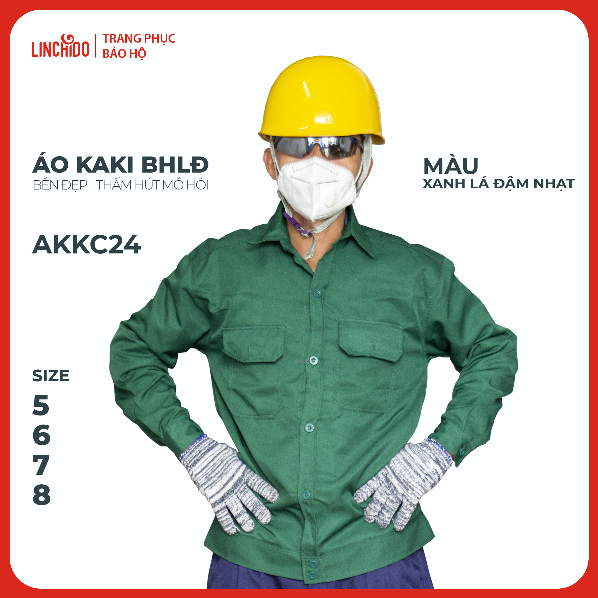 Áo kaki Bảo Hộ Lao Động Chất Liệu Thấm Hút Mồ Hôi Thoáng Mát Bền Đẹp - Mã AKKC24