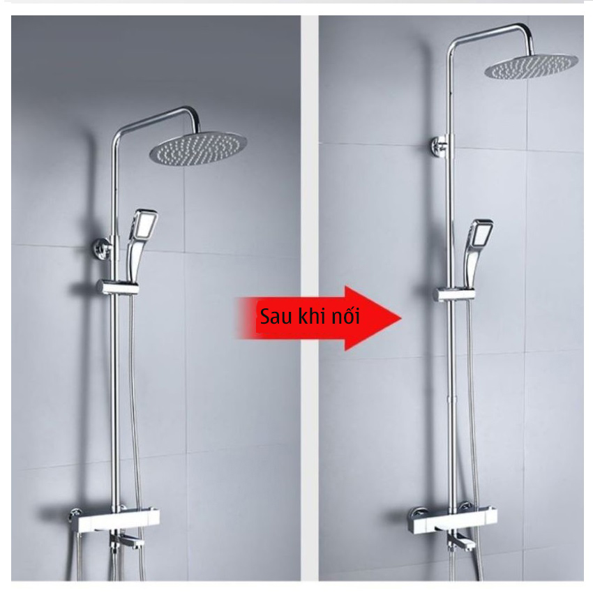 Thanh nối sen làm bằng thép không gỉ, giúp vòi sen tắm đứng dài thêm, sản phẩm có đủ 3 màu sắc trắng, đen, xám