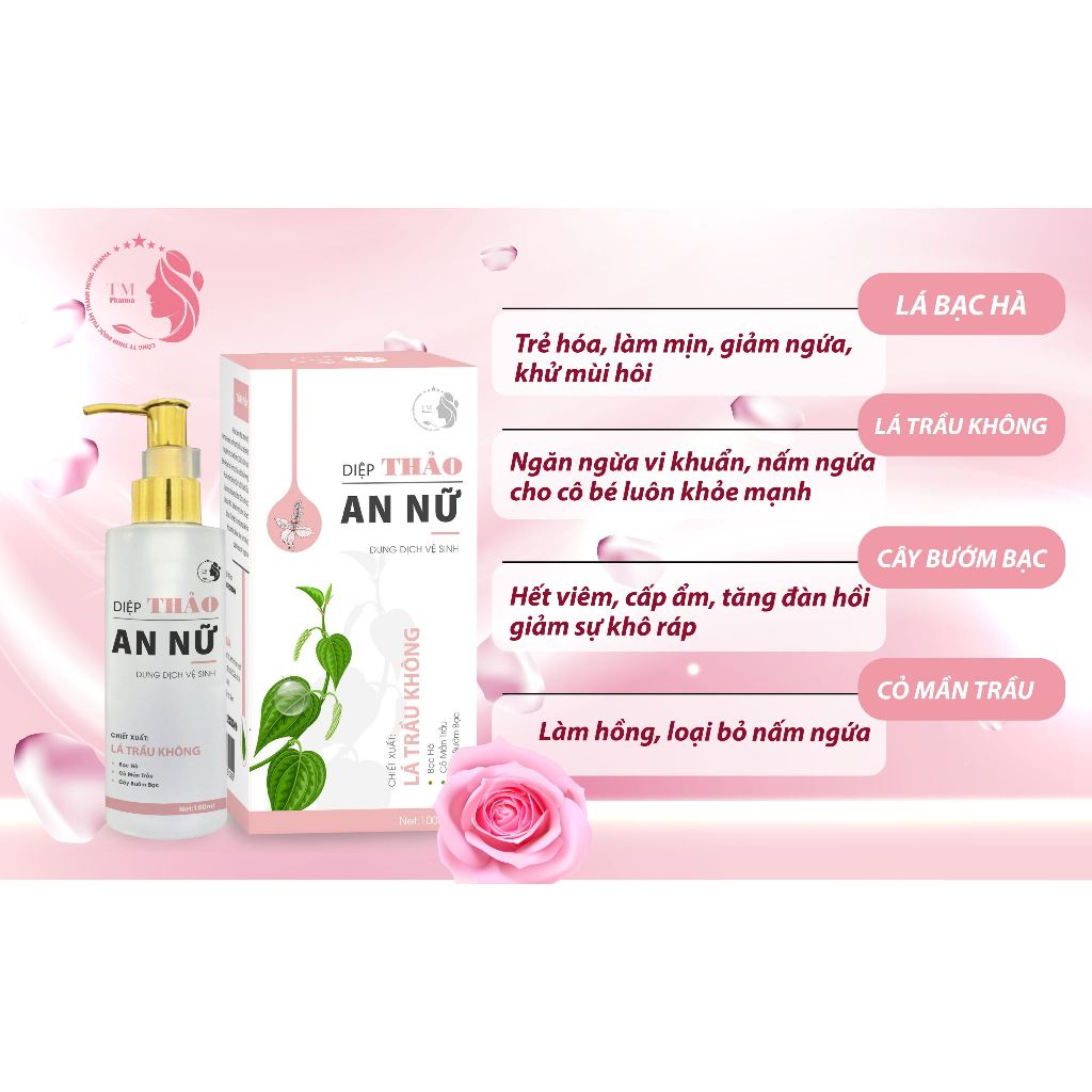 Dung dịch vệ sinh Diệp Thảo An Nữ giúp làm sạch nhẹ nhàng, cân bằng độ pH, giảm mùi hôi và ngăn ngừa viêm nhiễm nấm ngứa