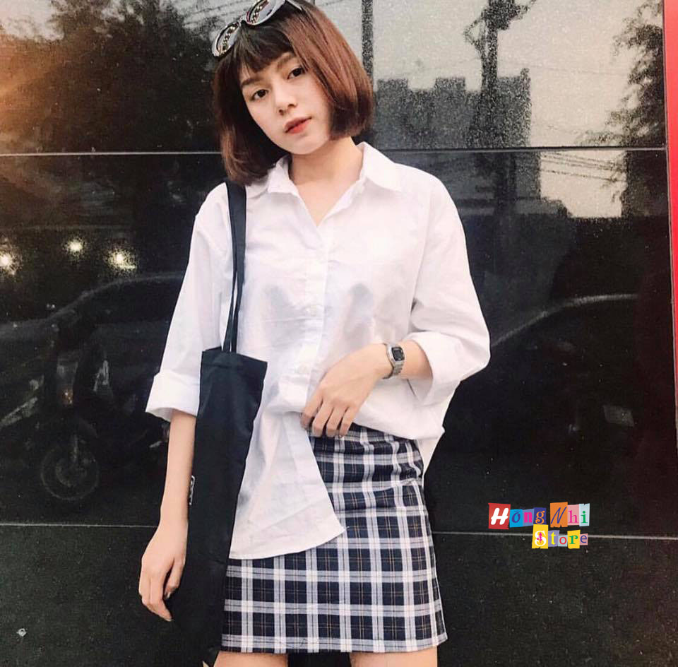 Sơ Mi Trơn Dáng Rộng Basic Unisex Tay Dài Màu Trắng - MM