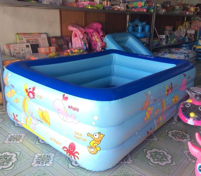 Bể bơi phao cho bé summer baby KT 180*140*60(cm) (kèm 1 lọ keo và 2 miếng dán) (tặng kèm máy bơm điện)