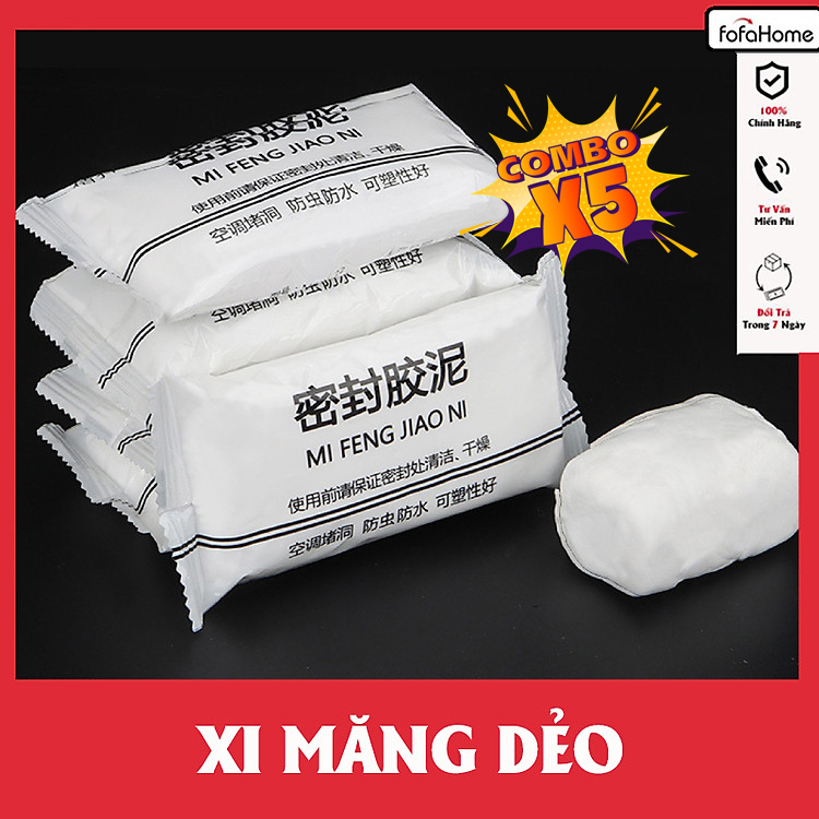 Combo 5 Gói Xi Măng Dẻo 20g Bịt Lỗ Điều Hoà, Đường Ống Nước, Keo Dán Lỗ Tường Bằng Xi Măng