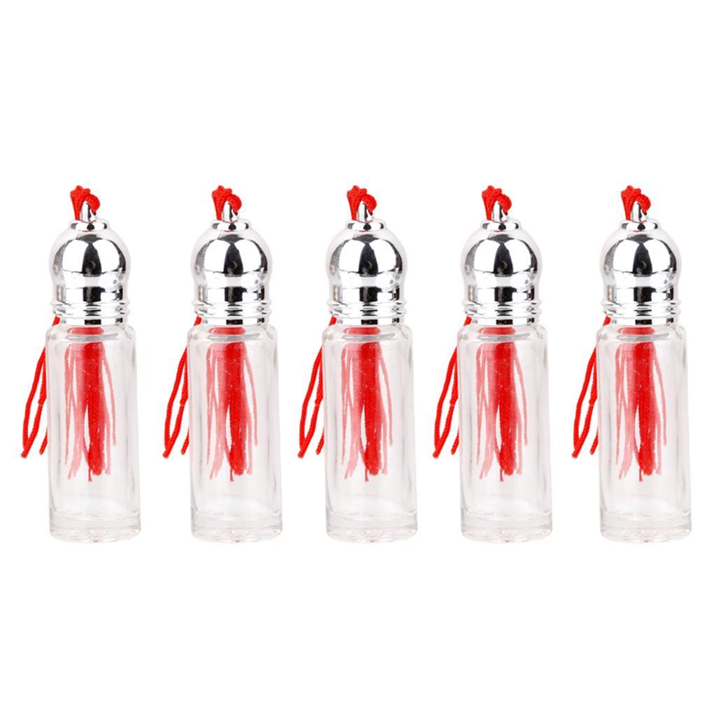5pcs 5ml Tassel Glass Empty Bottles Essential Oil Perfume Vials