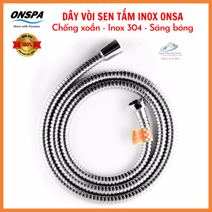 Dây vòi sen tắm INOX 304 ONSPA không gỉ, chống xoắn, dùng cho cả vòi xịt vệ sinh và vòi hoa sen