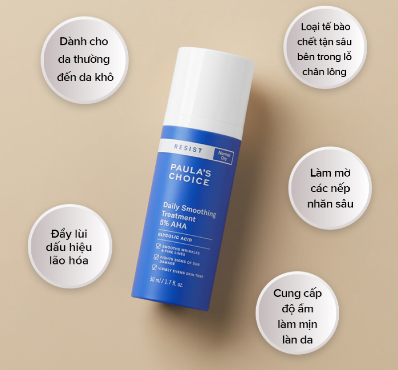 Dung Dịch Làm Mềm Da Paula’s Choice Resist Daily Smoothing Treatment W/5% AHA 50ml