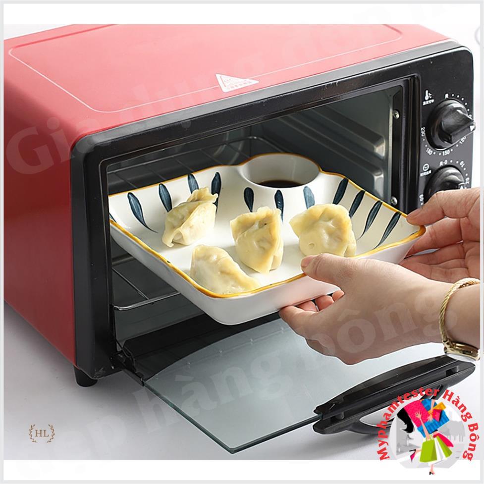 Đĩa Vuông Có Ngăn Chấm Nhật Bản | Đĩa sứ vuông cao cấp 2022 có chia ngăn đựng gia vị Phong Cách Decor Retro