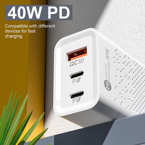 Cốc Củ đầu Sạc Nhanh 3 Cổng USB 40W 65W Type C 3.0 Cho Điện Thoại smartphone [ Miếng Lót chuột