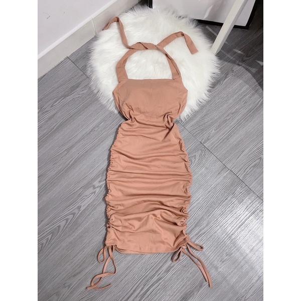 Đầm body dây rút hở lưng-Carotshop