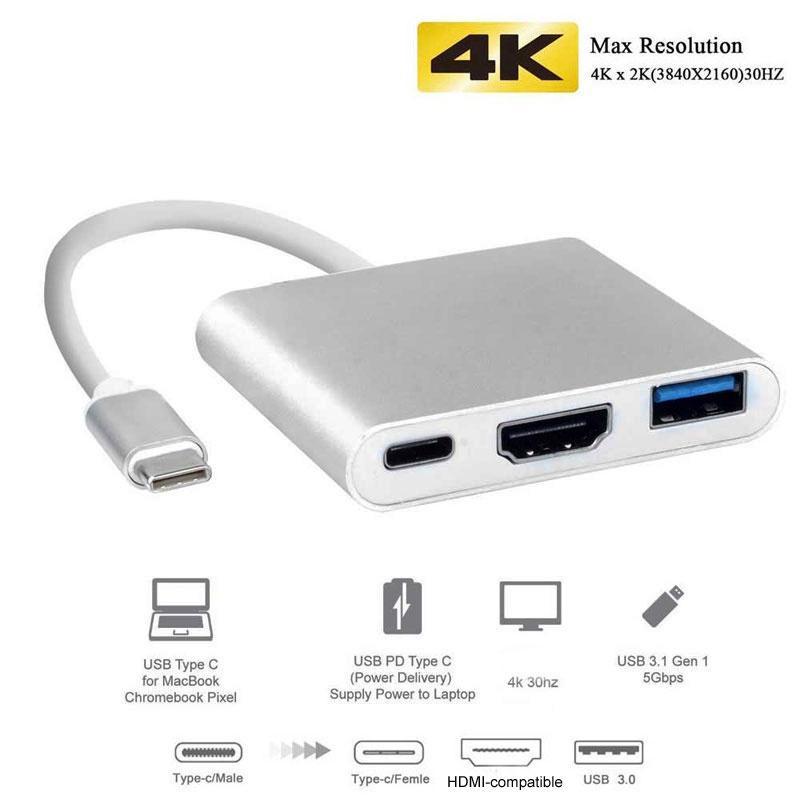 Bộ Chia 3 Cổng USB Type C HDMI 4K Hỗ Trợ Samsung Dex mode Với PD Cho MacBook Pro / Air 2021