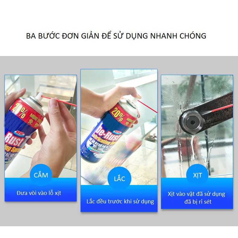 Bình Xịt Tẩy Rỉ Sét Bôi Trơn Chống Ăn Mòn Nian Run 550ml