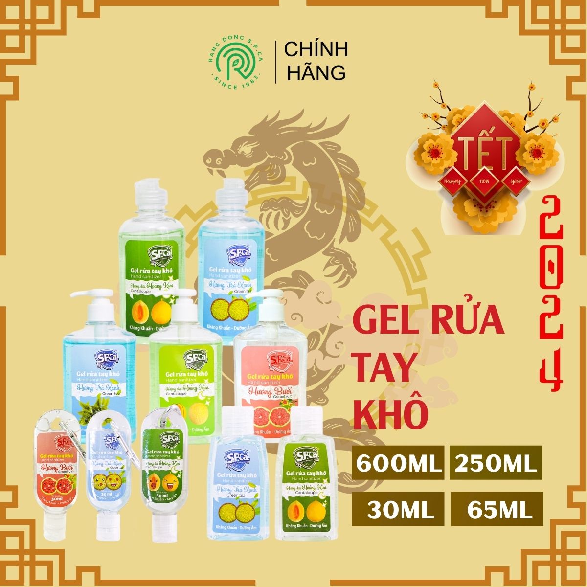 Gel rửa tay khô S.P.Ca. chai 30 ml bưởi- móc khóa