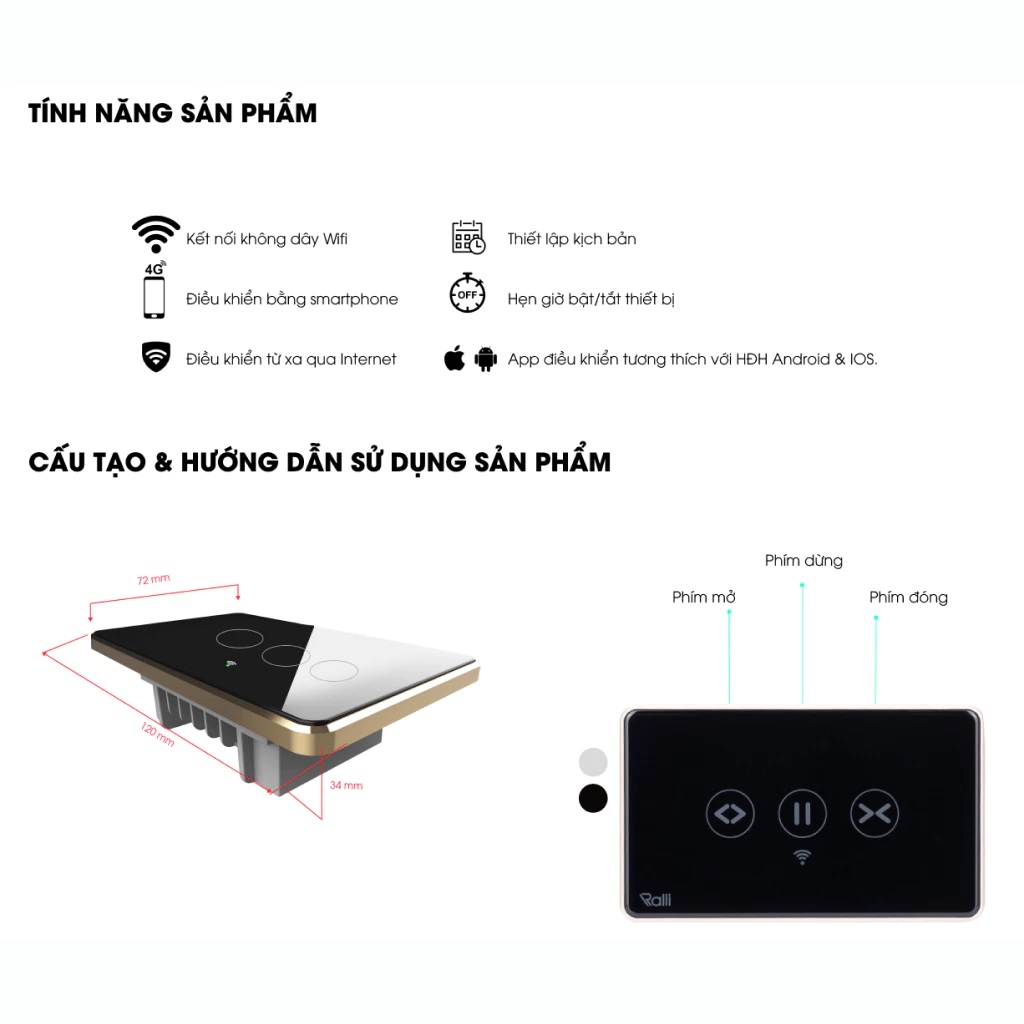 Công tắc cửa cuốn thông minh Sothing Smart CTCU.WF CN.DOT , hẹn giờ điều khiển từ xa qua app- Hàng chính hãng